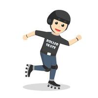 Roller Skater With Callout design character on white background vector