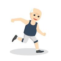 anciano corriendo personaje de diseño sobre fondo blanco vector