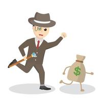 Rich Man Chasing Money design character on white background vector