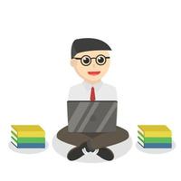 nerd office use laptop design character on white background vector