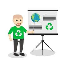 environmental activist giving presentation information design character on white background vector