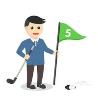 golfer man unplugging score flag design character on white background vector