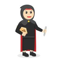 black monk holding stake and bible design character on white background vector