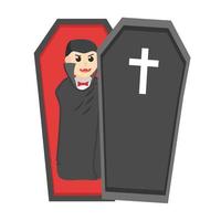 Dracula Opened Coffin design character on white background vector