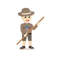 boy scout holding stick design character on white background vector