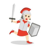 Gladiator use sword and shield design character on white background vector