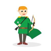 Elf holding arrows and bows design character on white background vector