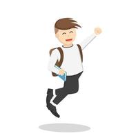 male student jumping excited design character on white background vector