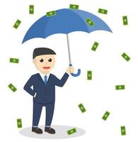 hombre de negocios lloviendo dinero vector