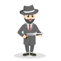 crime boss holding a shothun design character on white background vector