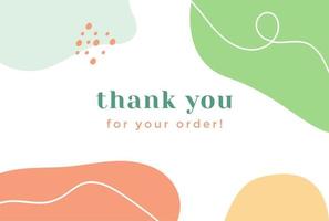 Abstract thank you for your order card. vector