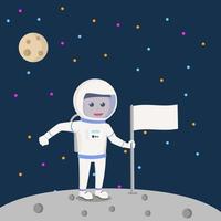 Spaceman holding flag design character on white background vector