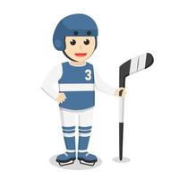 Hockey Player holding stick hockey design character on white background vector