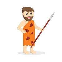 Cave Man with spears design character on white background vector