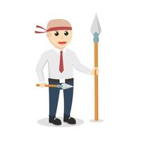 offcie warrior with spear design character on white background vector