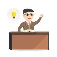 librarian male got idea information design character on white background vector