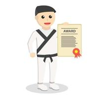 hombre de karate con carácter de diseño de certificado de premio sobre fondo blanco vector