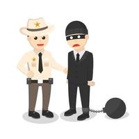 sheriff Caught thief design character on white background vector