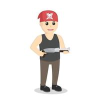 Gangster With Shotgun design character on white background vector