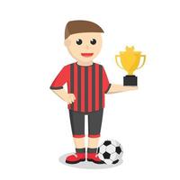 el jugador de fútbol tiene un personaje de diseño de trofeo sobre fondo blanco