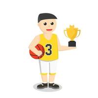 jugador de baloncesto tiene carácter de diseño de trofeo sobre fondo blanco vector