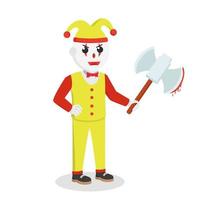 evil clown axe design character on white background vector