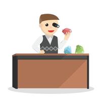 Businessman Checking A ruby design character on white vector