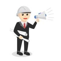 engineer talking with megaphone design character on white background vector