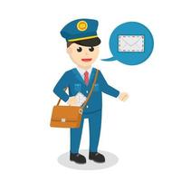 postman with mail notification callout design character on white background vector