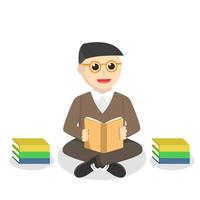 librarian male reading design character on white background vector