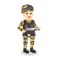 army man with shotgun design character on white background vector