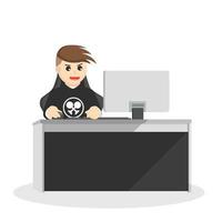 gamer playing pc game design character on white background vector