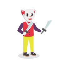 Evil Clown Machete design character on white background