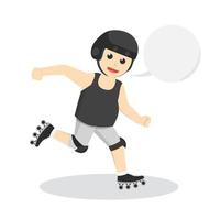 Roller Skater With Callout design character on white background vector