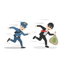 Police Catch The thief design on white background vector