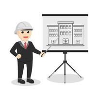 engineer giving presentation design character on white background vector