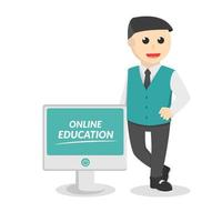 male teacher online education design character on white background vector