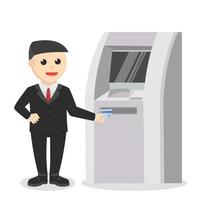 businessman using atm machine design character on white background vector