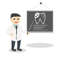 dentist giving presentation information design character on white background vector