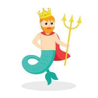 King Mermaid man design character on white background vector