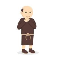 christian monk praying design character on white background vector