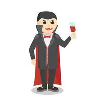 Dracula Holding Glass Blood design character on white background vector