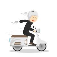 businessman riding a scooter drag vector