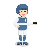 Hockey Player holding puck design character on white background vector