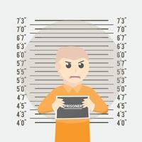 carácter de diseño de prisionero mugshot sobre fondo blanco vector