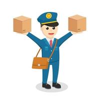 postman with two parcels design character on white background vector