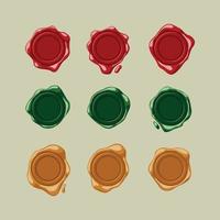 Three Color Wax Seal Icon Set vector