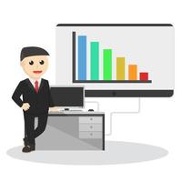 businessman proud to showing company bar charts vector