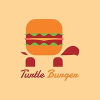 logotipo de hamburguesa de tortuga vector