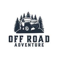 plantilla gráfica de aventura al aire libre del vehículo jeep. fuera de la ilustración de vector de carretera.